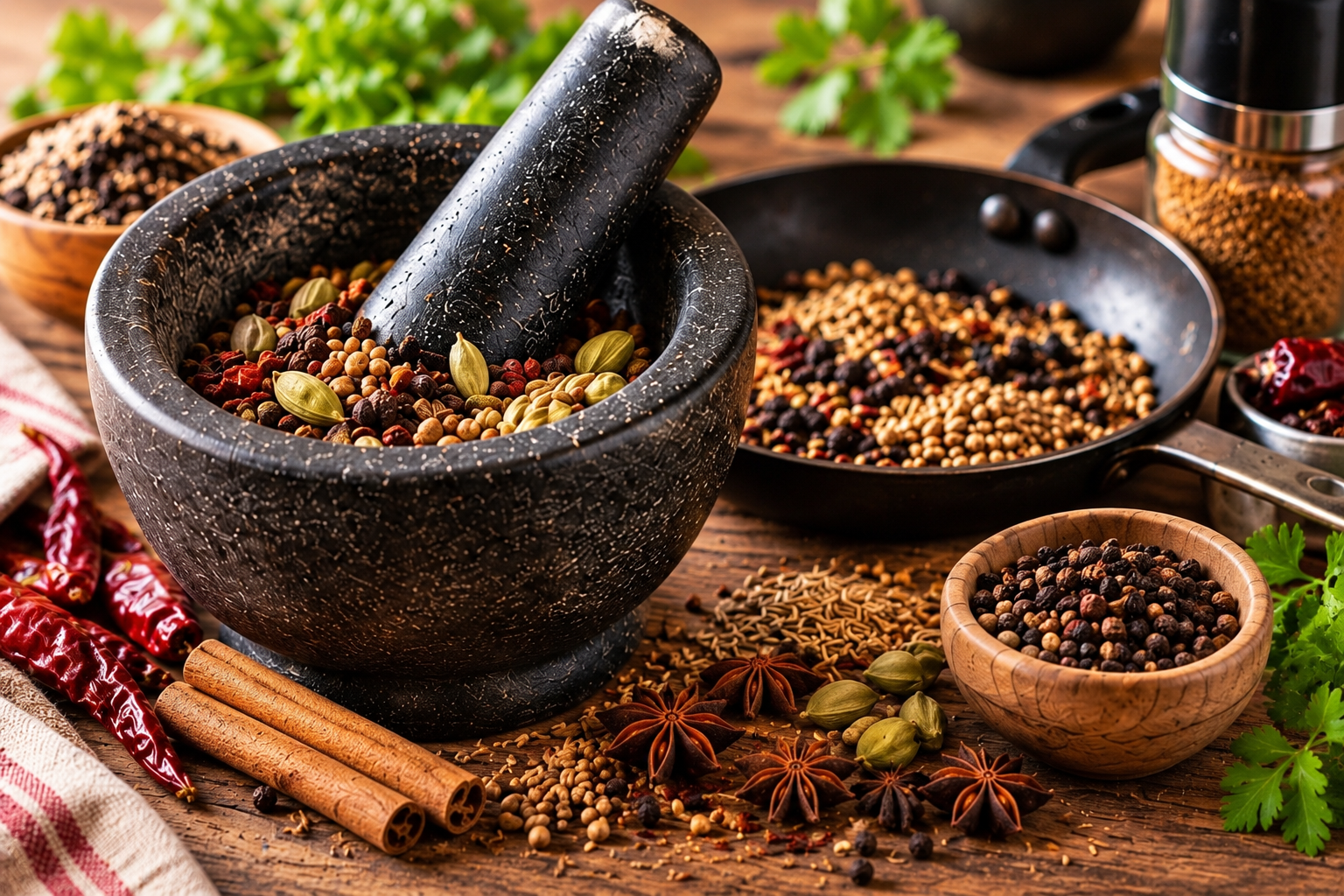 toasting and grinding spices